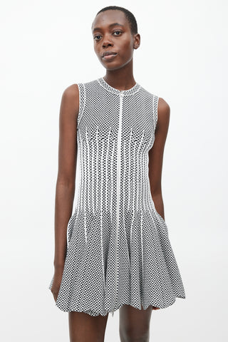 Alaïa Black & White Knit Ribbed Dress