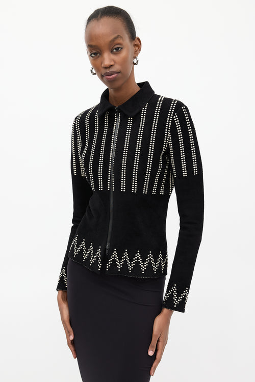 Alaïa Black Wool & Cream Dotted Jacket