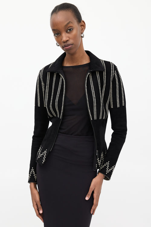 Alaïa Black Wool & Cream Dotted Jacket