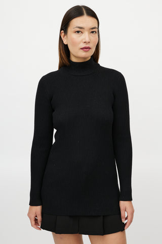 Alaia Black Wool Ribbed Turtleneck Sweater