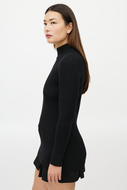 Alaia Black Wool Ribbed Turtleneck Sweater