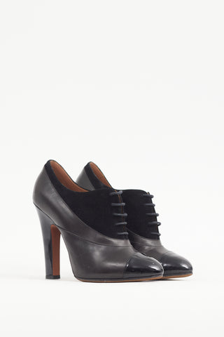 Alaïa Black Leather & Suede Lace Up Bootie
