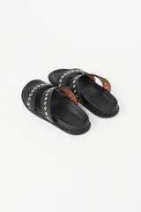 Alaïa Black Perforated Eyelet Leather Slide