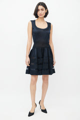 Alaïa Blue & Black Ruched Shimmer Dress