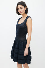 Alaïa Blue & Black Ruched Shimmer Dress