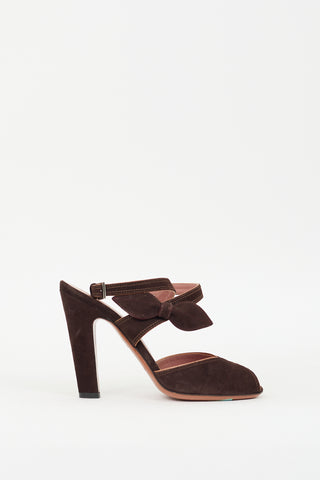 Alaia Brown Suede Peep Toe Pump