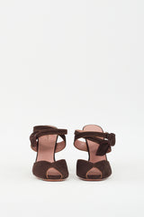 Alaia Brown Suede Peep Toe Pump