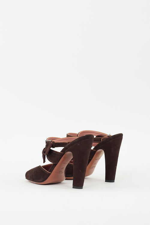 Alaia Brown Suede Peep Toe Pump