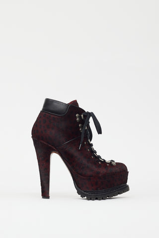 Alaïa Burgundy Textured Heeled Boot