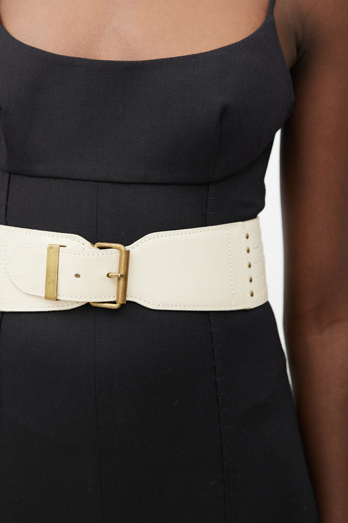 Alaïa Cream Leather Cut Out Corset Belt