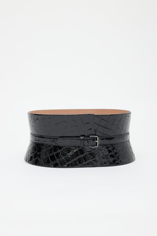 Alaïa Embossed Patent Cinch Belt