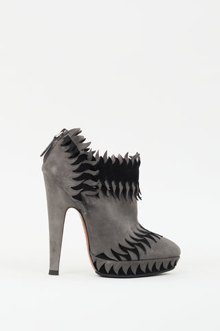 Alaïa Grey & Black Suede Flame Ankle Boot