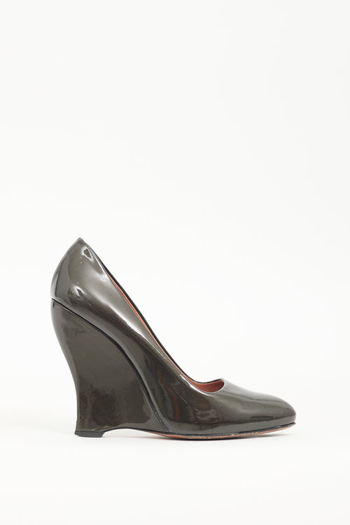 Alaïa Green Patent Leather Wedge Pump