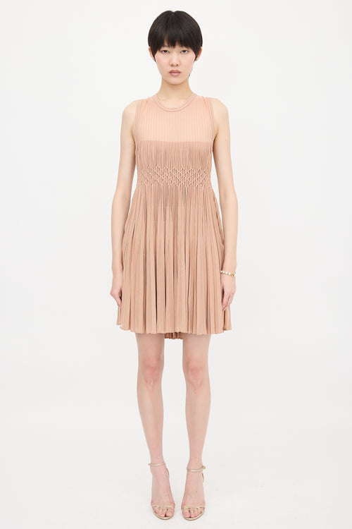 Alaïa Knit Smocked Mini Dress