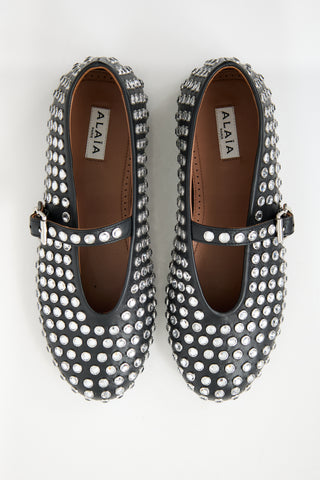 Alaïa Leather Embellished Ballet Flat