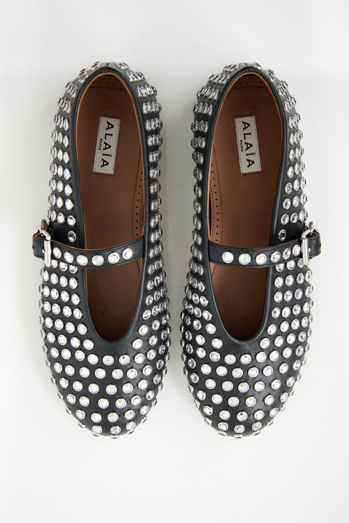 Alaïa Leather Embellished Ballet Flat