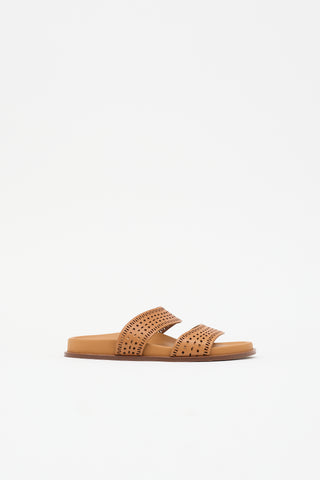 Alaïa Leather Laser Cut Slide