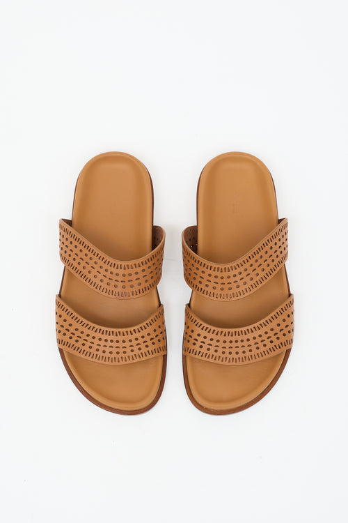 Alaïa Leather Laser Cut Slide