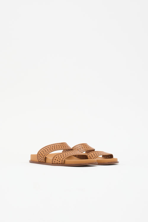 Alaïa Leather Laser Cut Slide