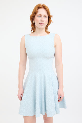 Alaïa Light Blue Embossed Polka Dot Dress