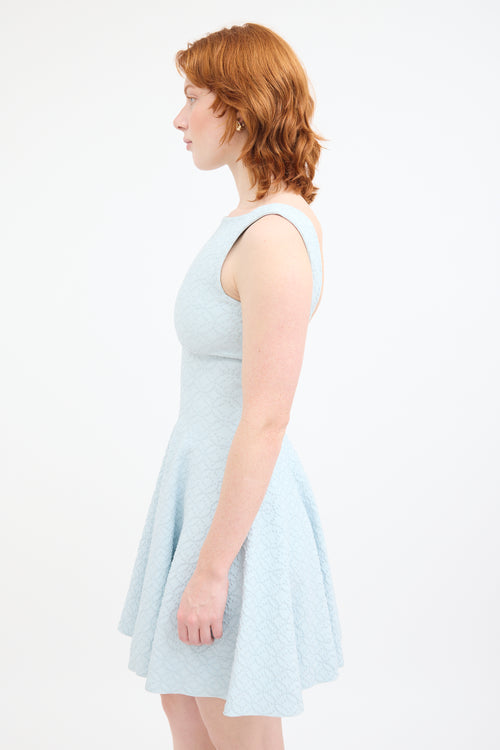 Alaïa Light Blue Embossed Polka Dot Dress