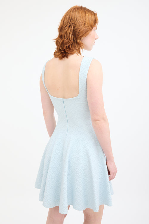 Alaïa Light Blue Embossed Polka Dot Dress