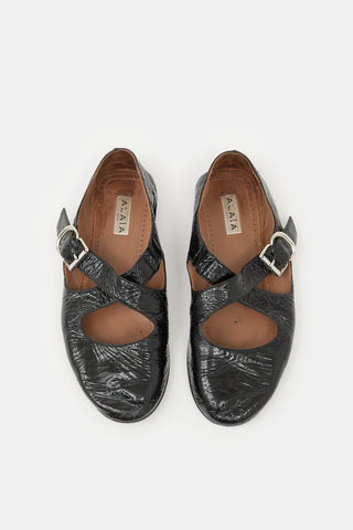 Alaïa Patent Criss Cross Flat