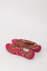 Alaïa Pink & Gold Suede Chamois Cloute Studded Sandal