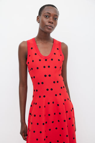 Alaïa Red & Black Polka Dot A-Line Dress