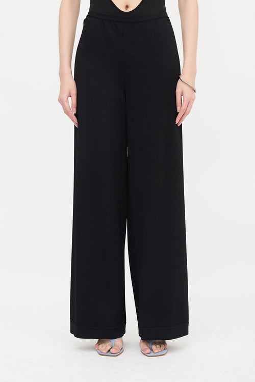 Alaïa Ribbed Knit Wide Leg Pant