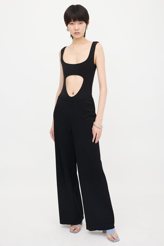 Alaïa Ribbed Knit Wide Leg Pant