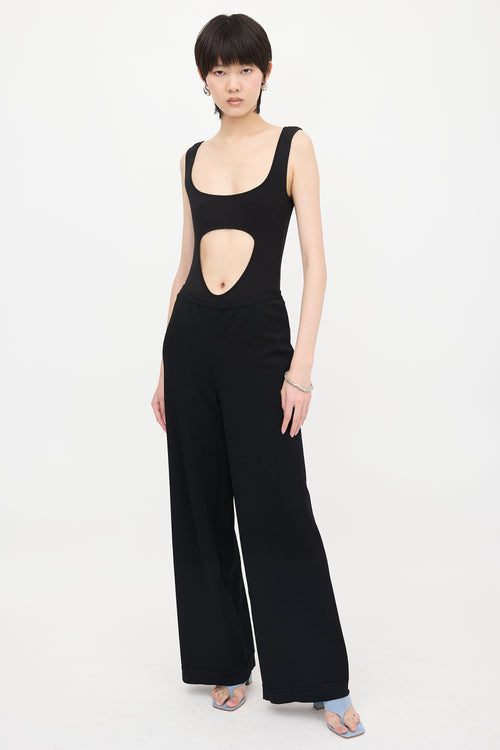 Alaïa Ribbed Knit Wide Leg Pant