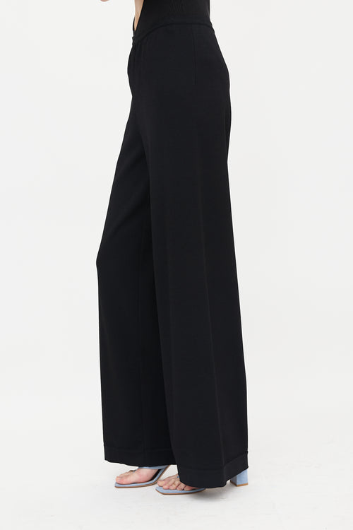 Alaïa Ribbed Knit Wide Leg Pant