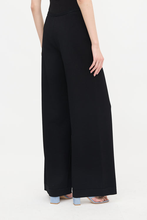 Alaïa Ribbed Knit Wide Leg Pant