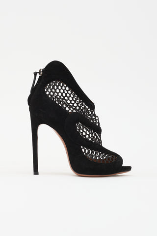 Alaïa Suede Peep Toe Boot