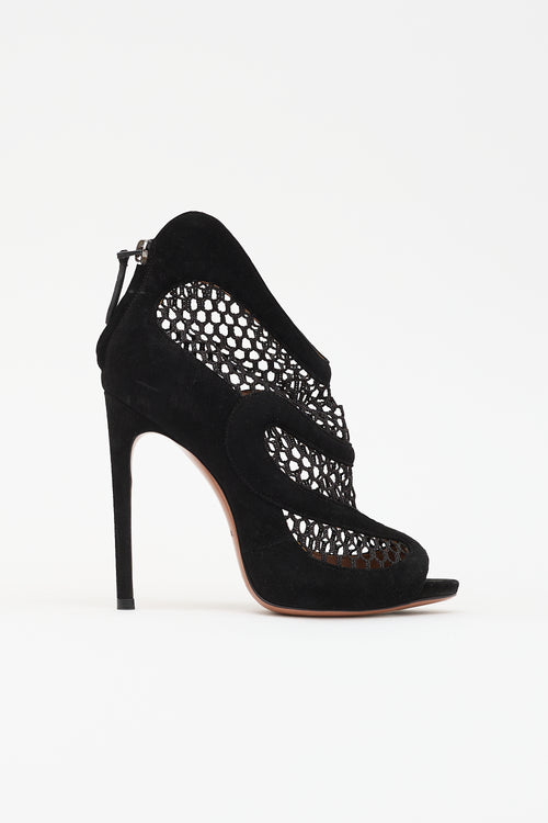 Alaïa Suede Peep Toe Boot