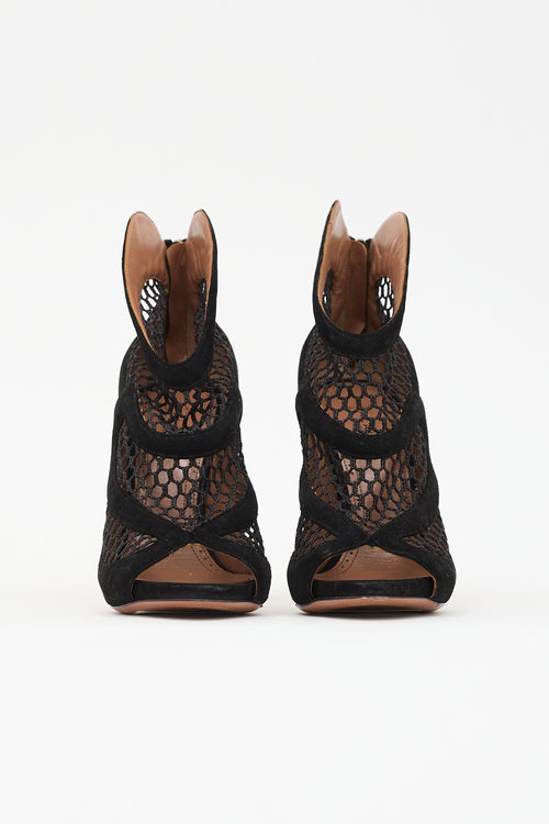 Alaïa Suede Peep Toe Boot