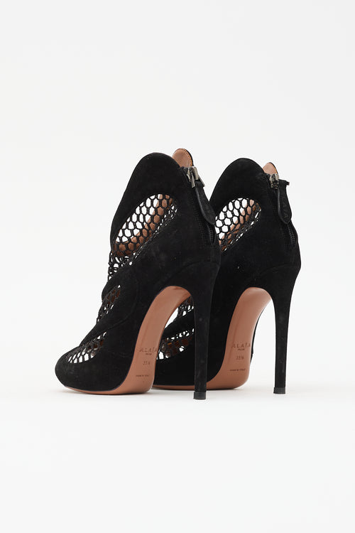 Alaïa Suede Peep Toe Boot