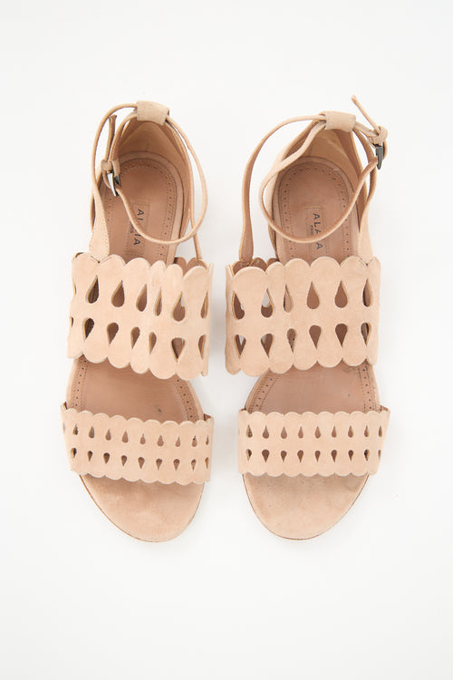 Alaïa Suede Laser Cut Sandal