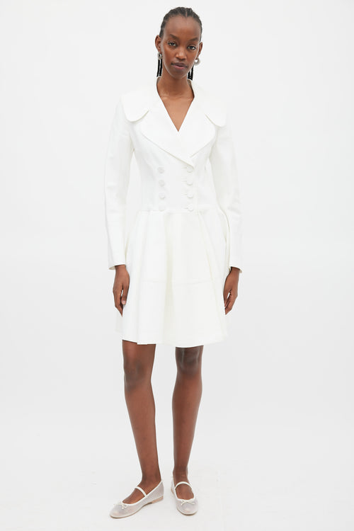 Alaïa White Cotton Panelled A-Line Coat