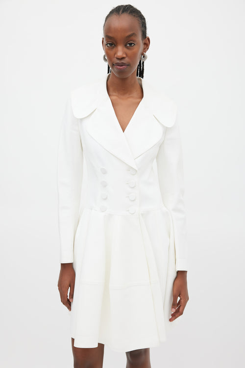 Alaïa White Cotton Panelled A-Line Coat