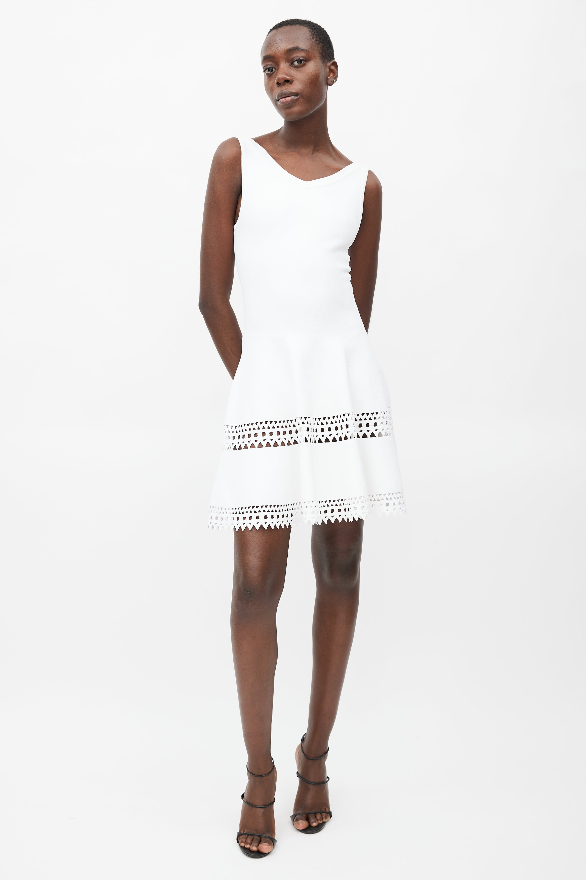 Alaa // White Cut Out Flared Dress VSP Consignment Alaa // White Cut Out Flared Dress VSP Consignment
