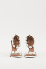 Alaïa White & Silver Leather Bombe Sandal