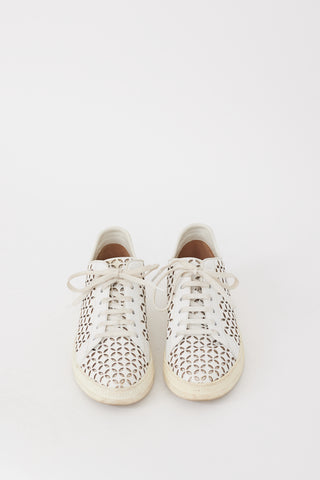 Alaïa White Leather Laser Cut Sneaker