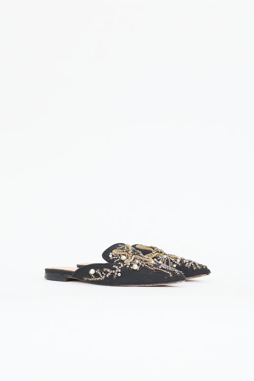 Alberta Ferretti Grosgrain Embellished Mule