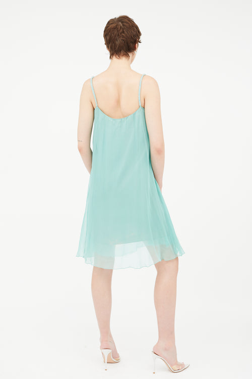 Alberta Ferretti Green Silk Beaded Dress