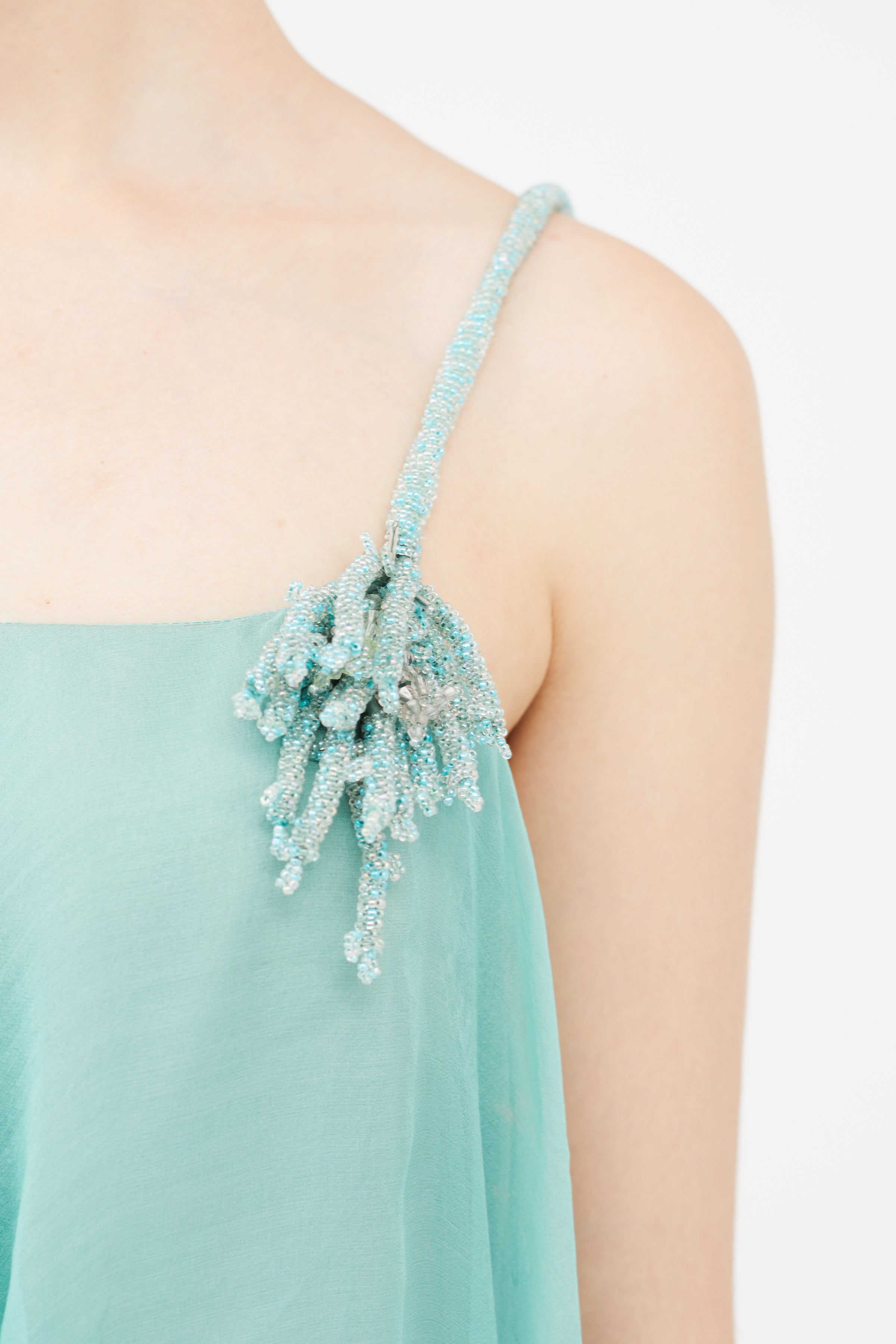 Alberta Ferretti // Green Silk Beaded Dress VSP Consignment Alberta Ferretti // Green Silk Beaded Dress VSP Consignment
