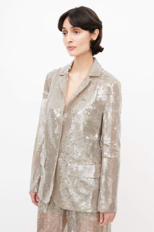 Alberta Ferretti Grey Sequin Three Piece Suit