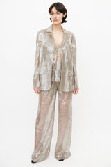 Alberta Ferretti Grey Sequin Three Piece Suit