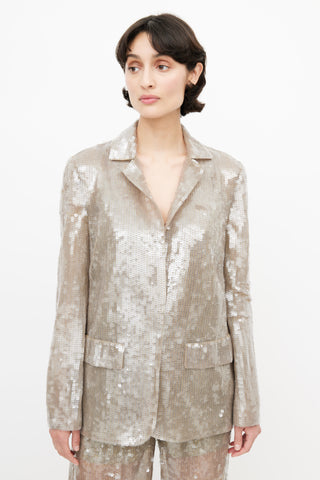Alberta Ferretti Grey Sequin Three Piece Suit